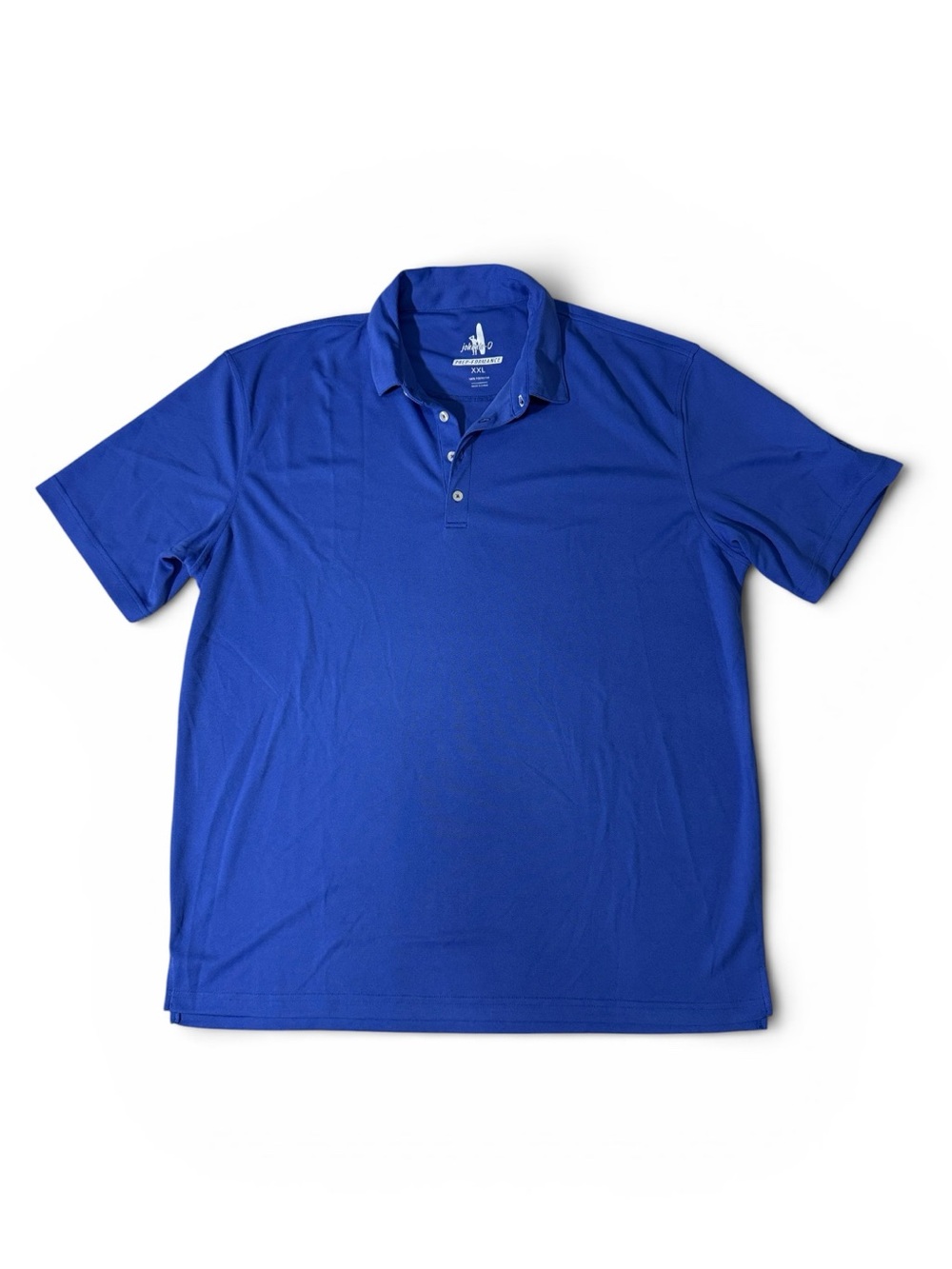 Johnnie-O mens 2XL XXL blue solid polyester golf polo shirt EUC